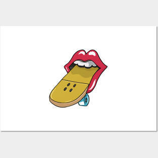 Glossy red lips skateboard tongue Skateboarding Posters and Art